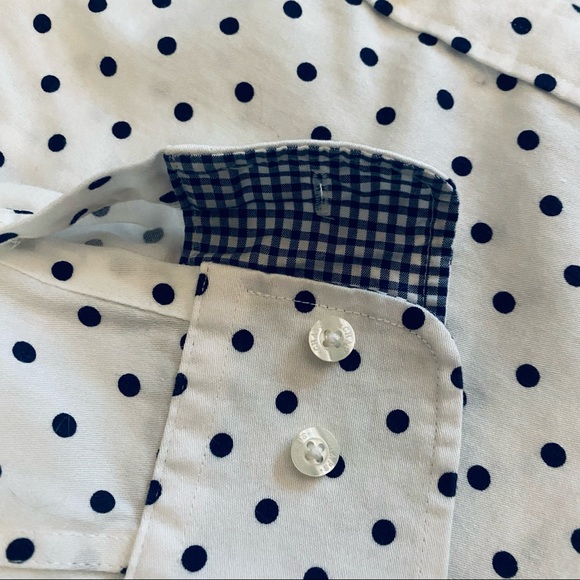 Chaps Black and white Polka Dot Button Down Blouse Large - Picture 5 of 7